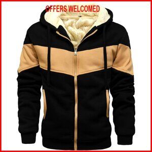 Men's Winter Fleece Thermal Jacket Sherpa Lined Hoodie Warm Thick Outerwear